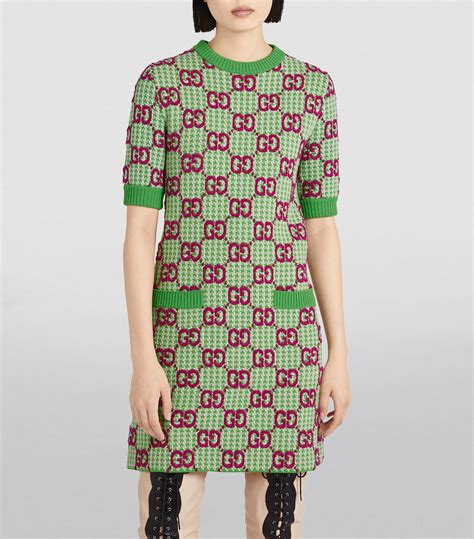 gucci spring 2021 dress|GG wool dress in beige and dark green .